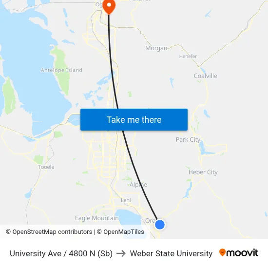 University Ave / 4800 N (Sb) to Weber State University map
