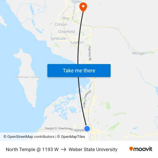 North Temple @ 1193 W to Weber State University map