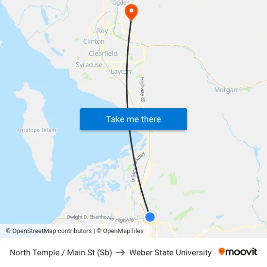 Main St / North Temple (Sb) to Weber State University map