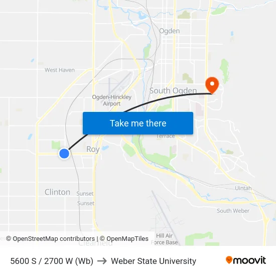 5600 S / 2700 W (Wb) to Weber State University map