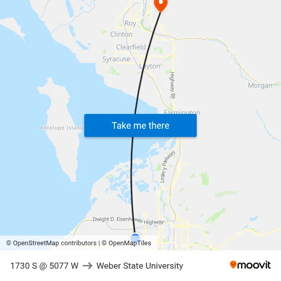 1730 S @ 5077 W to Weber State University map