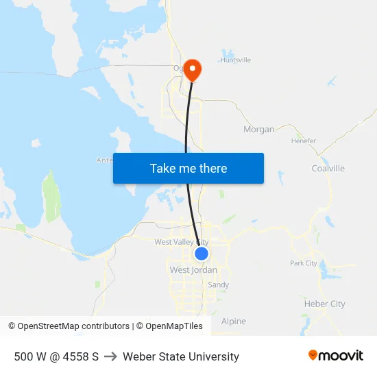 500 W @ 4558 S to Weber State University map