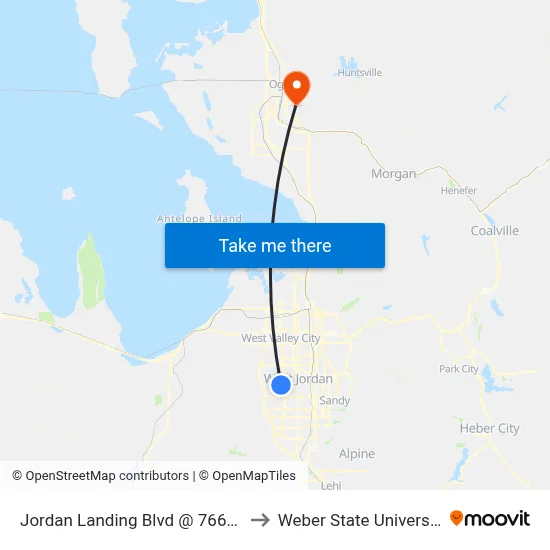Jordan Landing Blvd @ 7661 S to Weber State University map