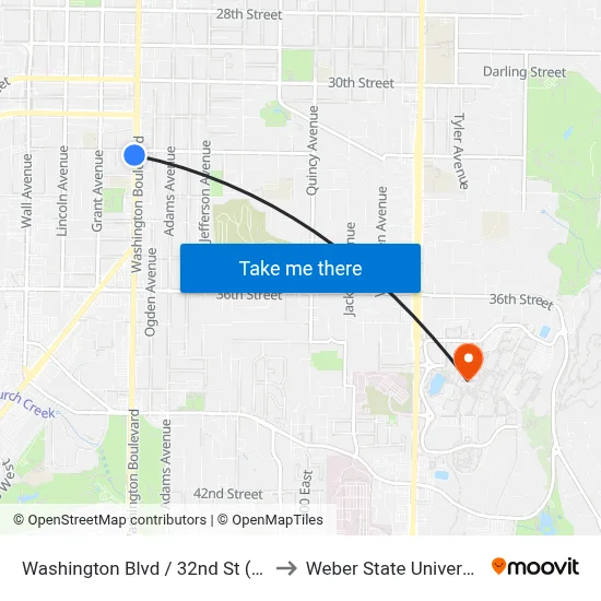 Washington Blvd / 32nd St (Sb) to Weber State University map