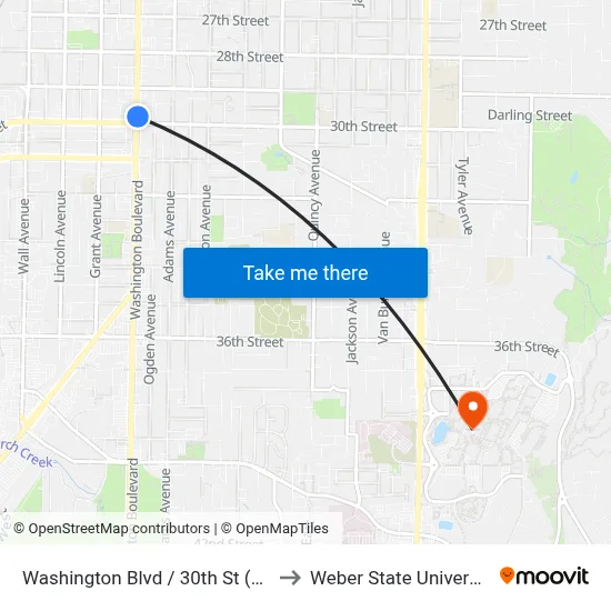Washington Blvd / 30th St (Nb) to Weber State University map