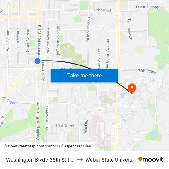 Washington Blvd / 35th St (Sb) to Weber State University map