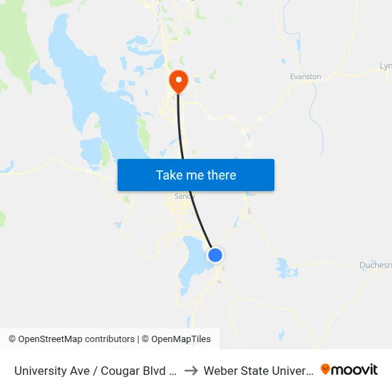 University Ave / Cougar Blvd (Nb) to Weber State University map