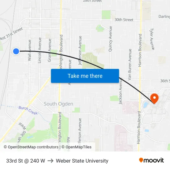 33rd St @ 240 W to Weber State University map