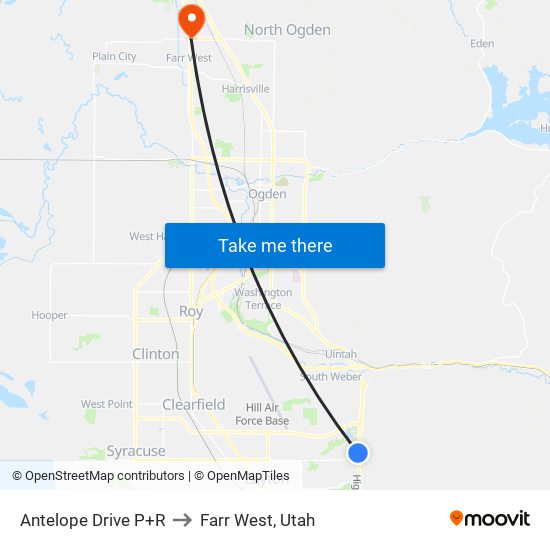 Antelope Drive P+R to Farr West, Utah map
