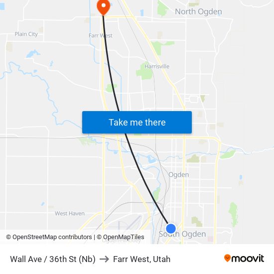 Wall Ave / 36th St (Nb) to Farr West, Utah map