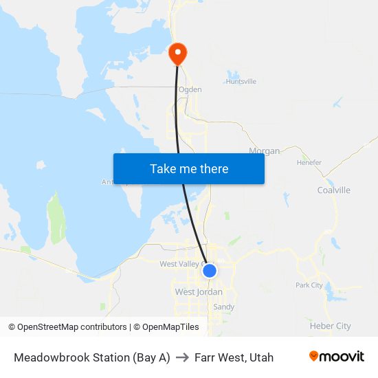 Meadowbrook Station (Bay A) to Farr West, Utah map