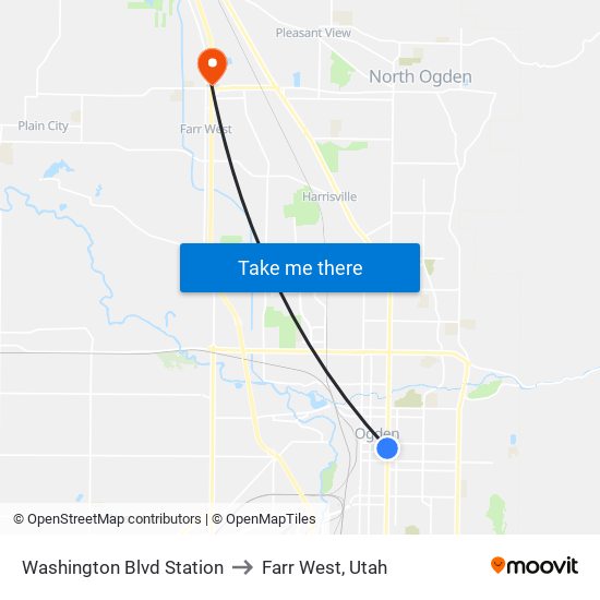 Washington Blvd Station to Farr West, Utah map