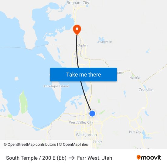 South Temple / 200 E (Eb) to Farr West, Utah map