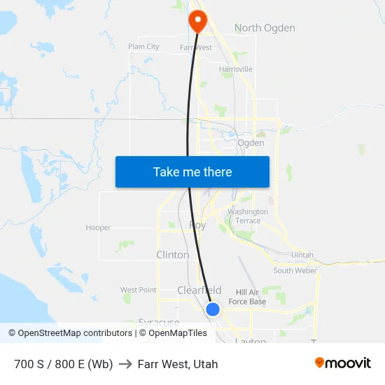 700 S / 800 E (Wb) to Farr West, Utah map