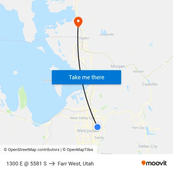 1300 E @ 5581 S to Farr West, Utah map