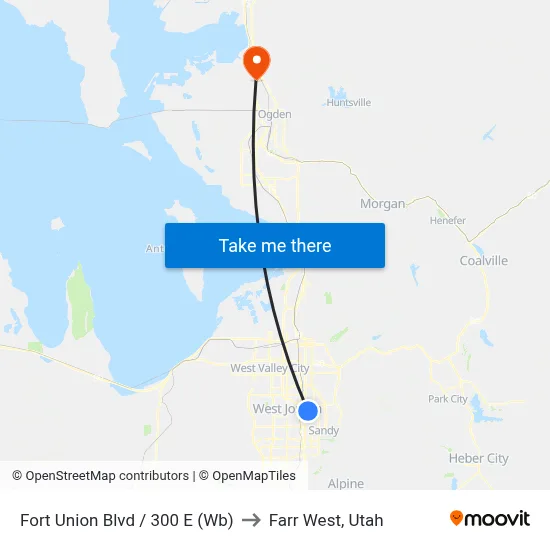 Fort Union Blvd / 300 E (Wb) to Farr West, Utah map