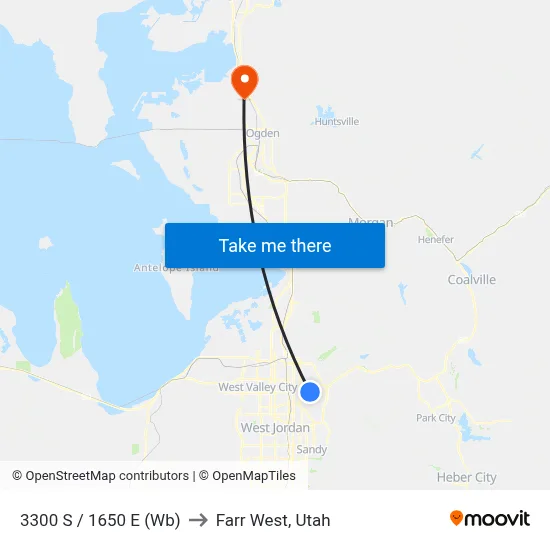 3300 S / 1650 E (Wb) to Farr West, Utah map