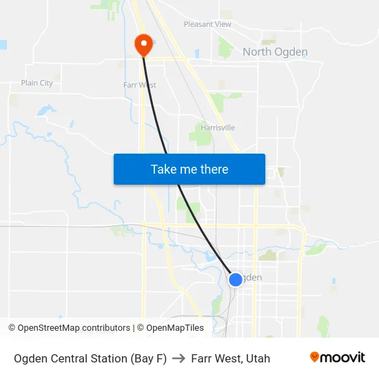 Ogden Central Station (Bay F) to Farr West, Utah map