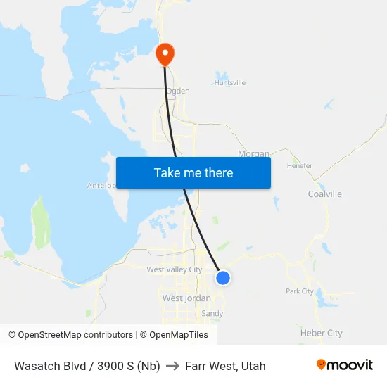 Wasatch Blvd / 3900 S (Nb) to Farr West, Utah map