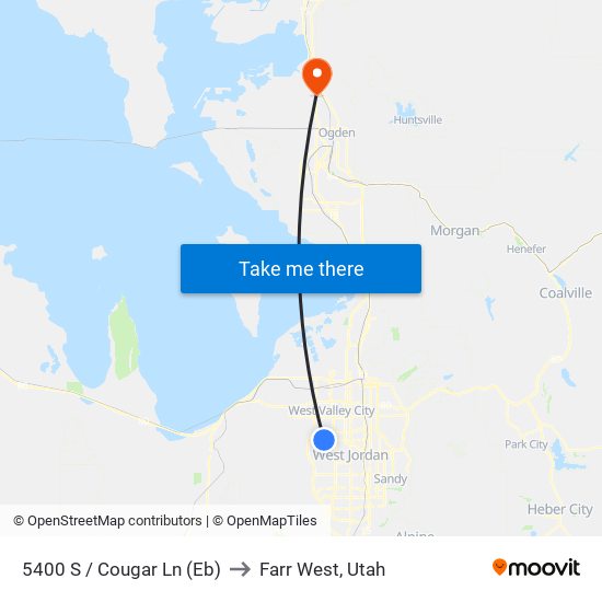 5400 S / Cougar Ln (Eb) to Farr West, Utah map