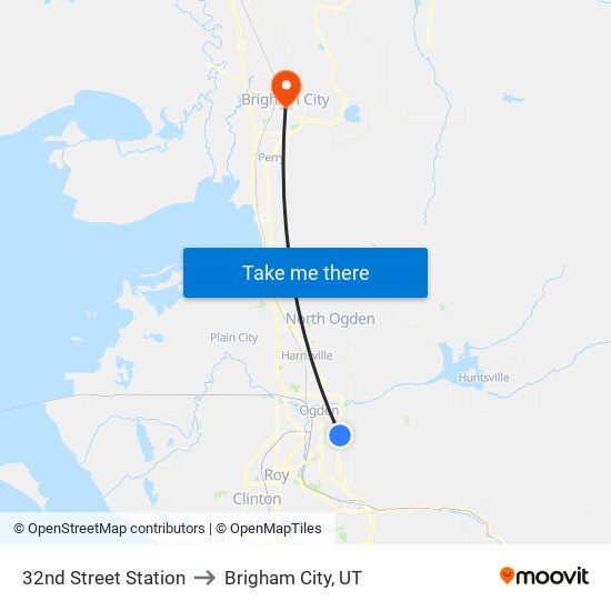 32nd Street Station to Brigham City, UT map