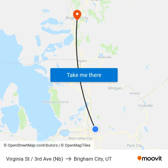 Virginia St / 3rd Ave (Nb) to Brigham City, UT map