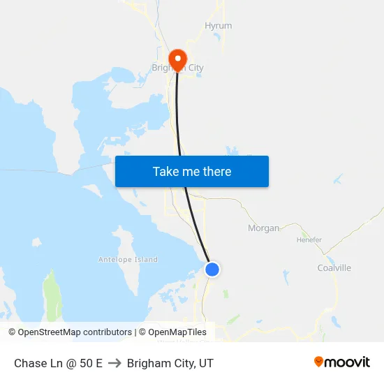 Chase Ln @ 50 E to Brigham City, UT map