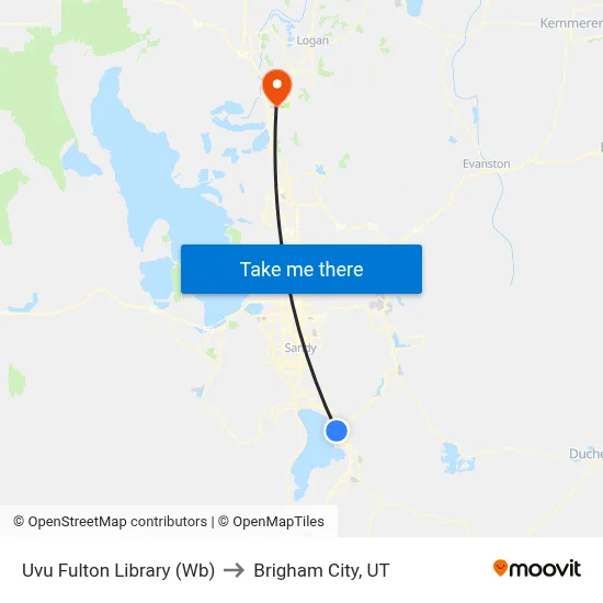Uvu Fulton Library (Wb) to Brigham City, UT map