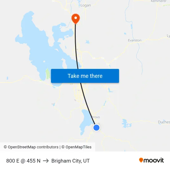 800 E @ 455 N to Brigham City, UT map