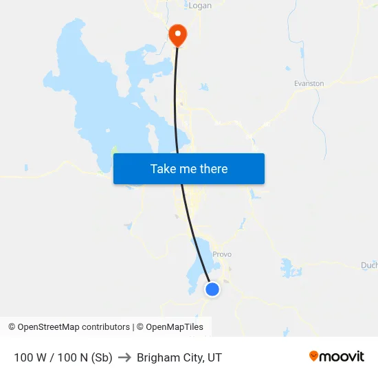100 W / 100 N (Sb) to Brigham City, UT map