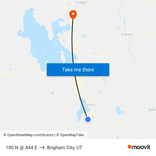100 N @ 444 E to Brigham City, UT map