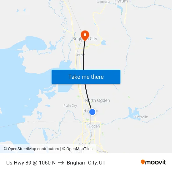 Us Hwy 89 @ 1060 N to Brigham City, UT map