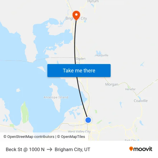 Beck St @ 1000 N to Brigham City, UT map