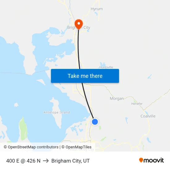 400 E @ 426 N to Brigham City, UT map