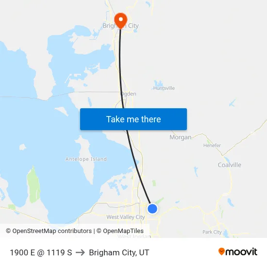 1900 E @ 1119 S to Brigham City, UT map