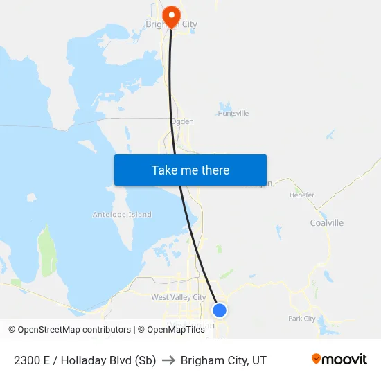 2300 E / Holladay Blvd (Sb) to Brigham City, UT map