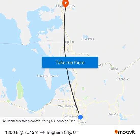 1300 E @ 7046 S to Brigham City, UT map