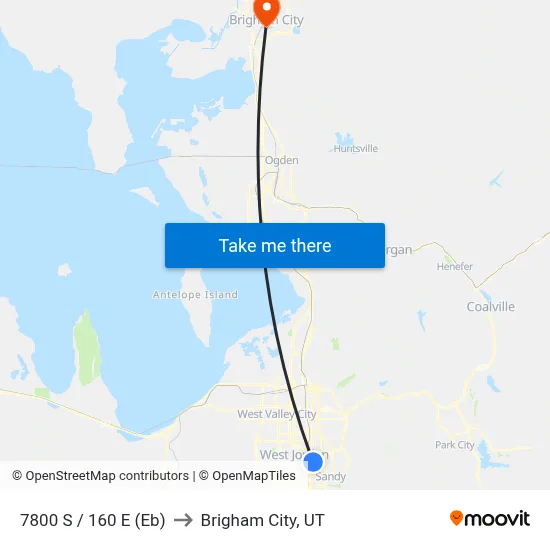 7800 S / 160 E (Eb) to Brigham City, UT map