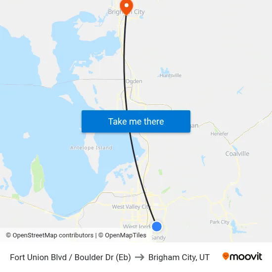 Fort Union Blvd / Boulder Dr (Eb) to Brigham City, UT map