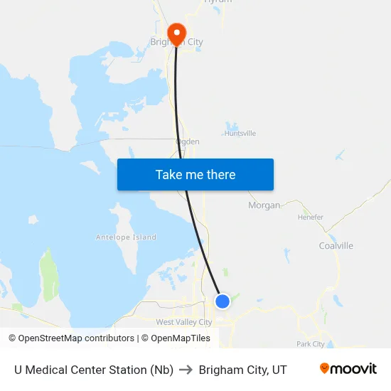 U Medical Center Station (Nb) to Brigham City, UT map
