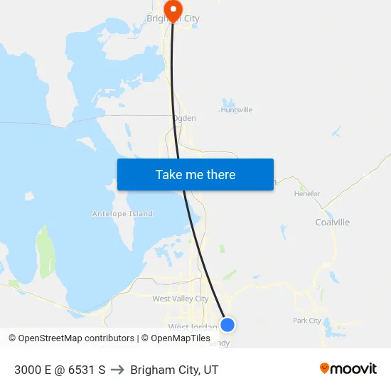 3000 E @ 6531 S to Brigham City, UT map