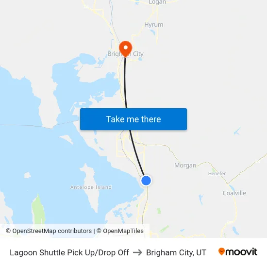 Lagoon Shuttle Pick Up/Drop Off to Brigham City, UT map