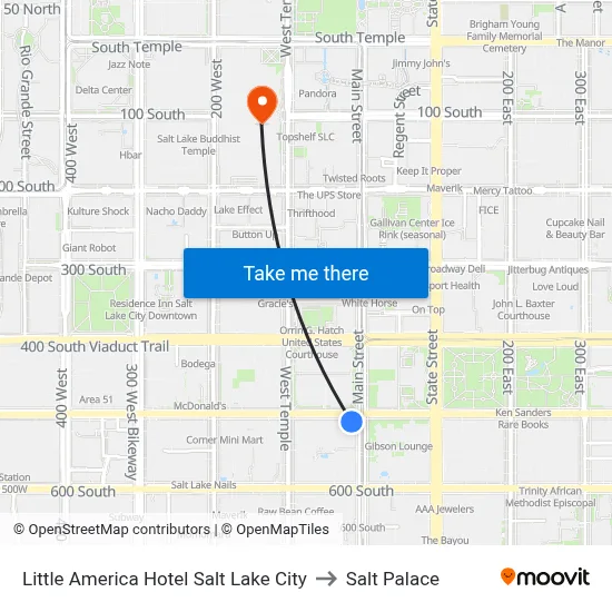 Little America Hotel Salt Lake City to Salt Palace map