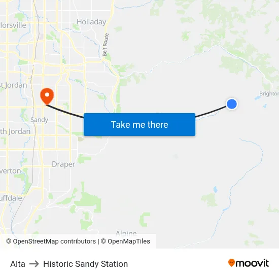 Alta to Historic Sandy Station map