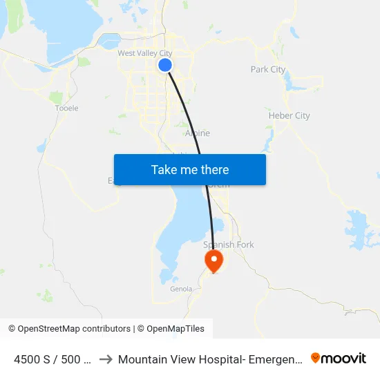 4500 S / 500 W (Wb) to Mountain View Hospital- Emergency Department map