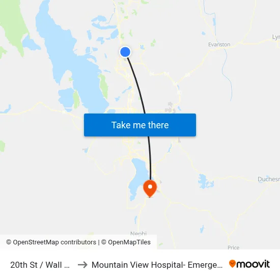 20th St / Wall Ave (Wb) to Mountain View Hospital- Emergency Department map