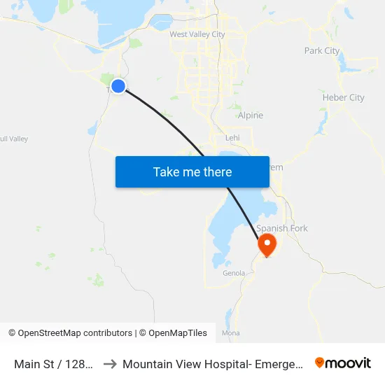 Main St / 1280 N (Nb) to Mountain View Hospital- Emergency Department map