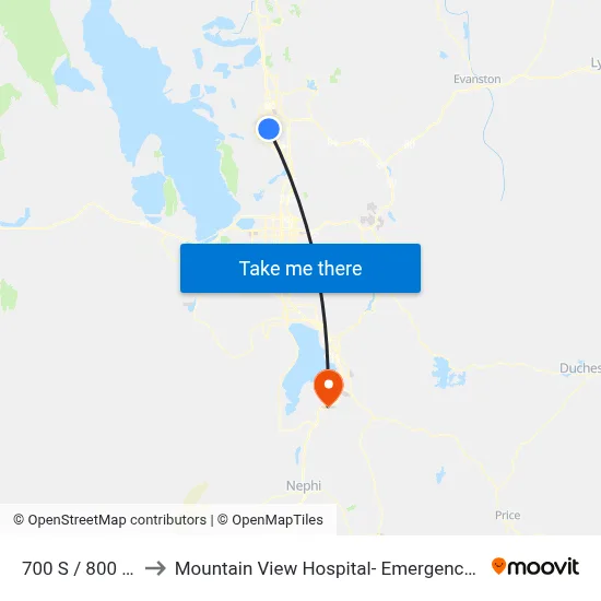 700 S / 800 E (Eb) to Mountain View Hospital- Emergency Department map
