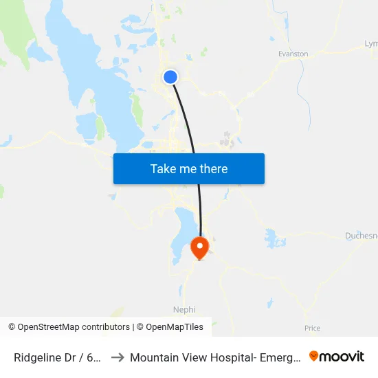Ridgeline Dr / 6000 S (Sb) to Mountain View Hospital- Emergency Department map