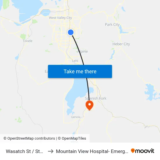 Wasatch St / State St (Wb) to Mountain View Hospital- Emergency Department map